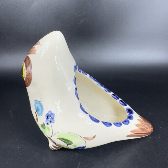 Mexican Pottery Hand Painted Bird Shaped Planter Flower Pot Small Dish Bowl VTG - Picture 10 of 12